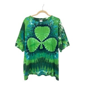 Anvil Men's 2X Tie Dye T-Shirt Green Shamrock St Patricks Day Green 100% Cotton